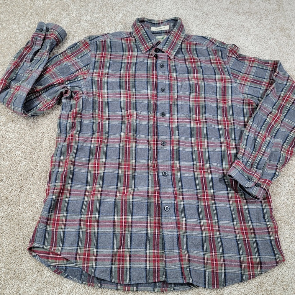 LL Bean Mens Traditional Fit Flannel Shirt Long Sleeve Plaid Medium REG